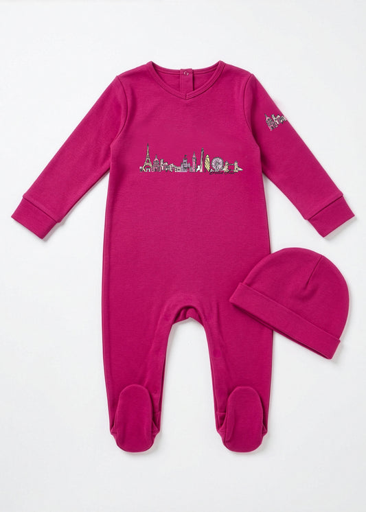 Fuchsia Global Dreamer Footie Set – Soft Cotton One‑Piece loungewear