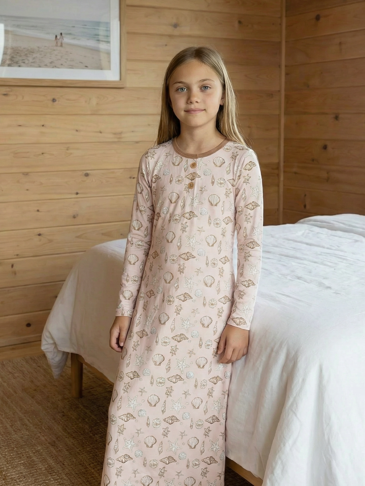 Dottie Lou Ocean Wonders Nightgown - girls soft bamboo cotton ocean print nightgown