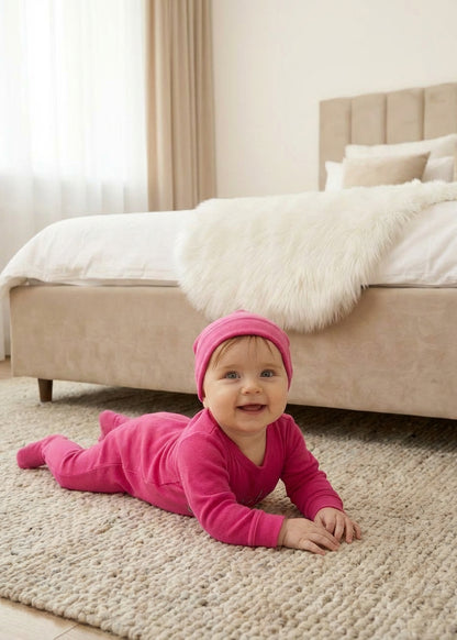 Fuchsia Global Dreamer Footie Set – Soft Cotton One‑Piece loungewear