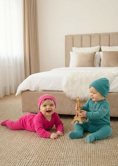 Fuchsia Global Dreamer Footie Set – Soft Cotton One‑Piece loungewear