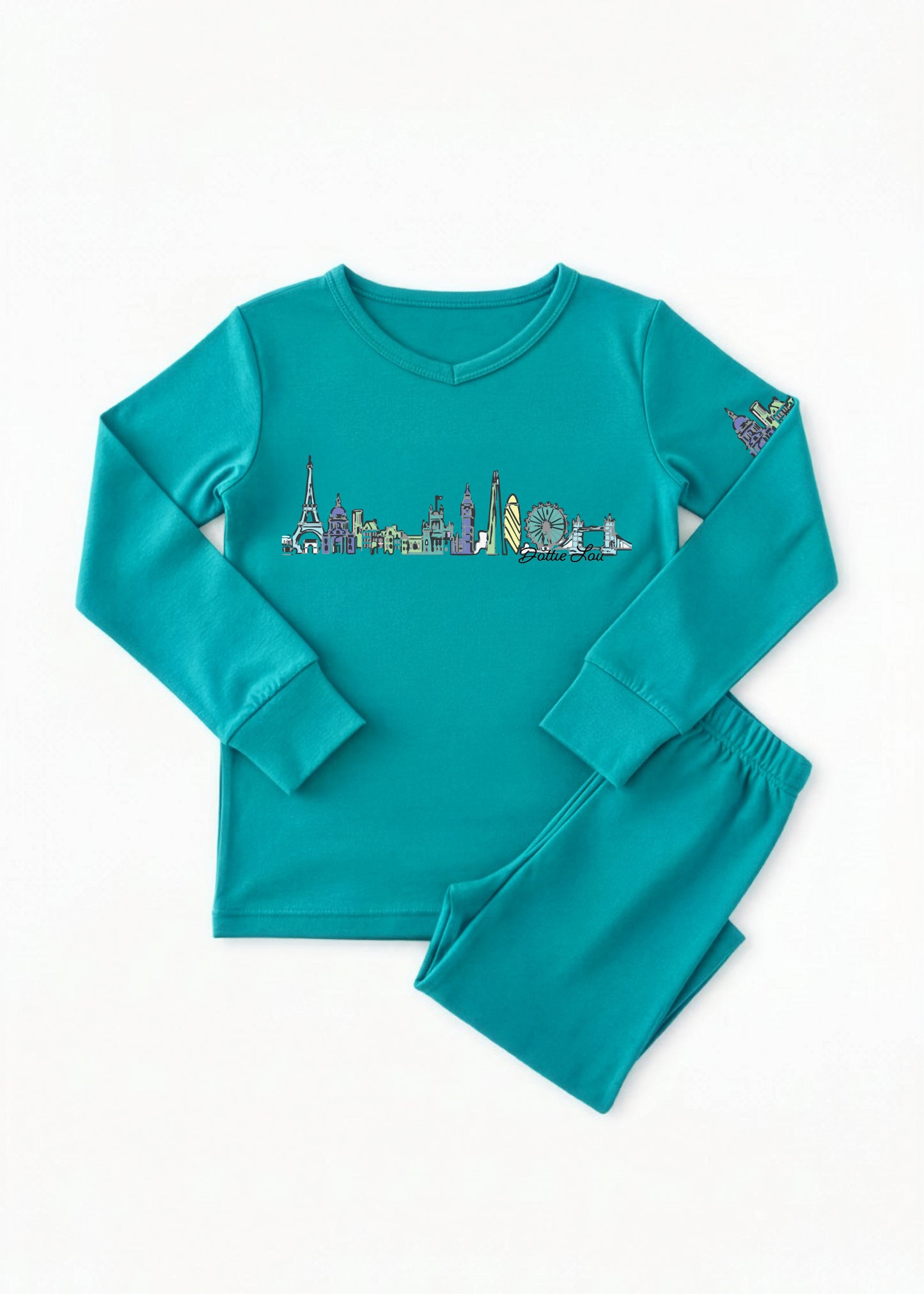 Boys Teal Cotton Pajama Set – Global Dreamer Two‑Piece Loungewear