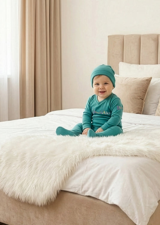 Teal Global Dreamer Footie Set – Soft Cotton One‑Piece loungewear